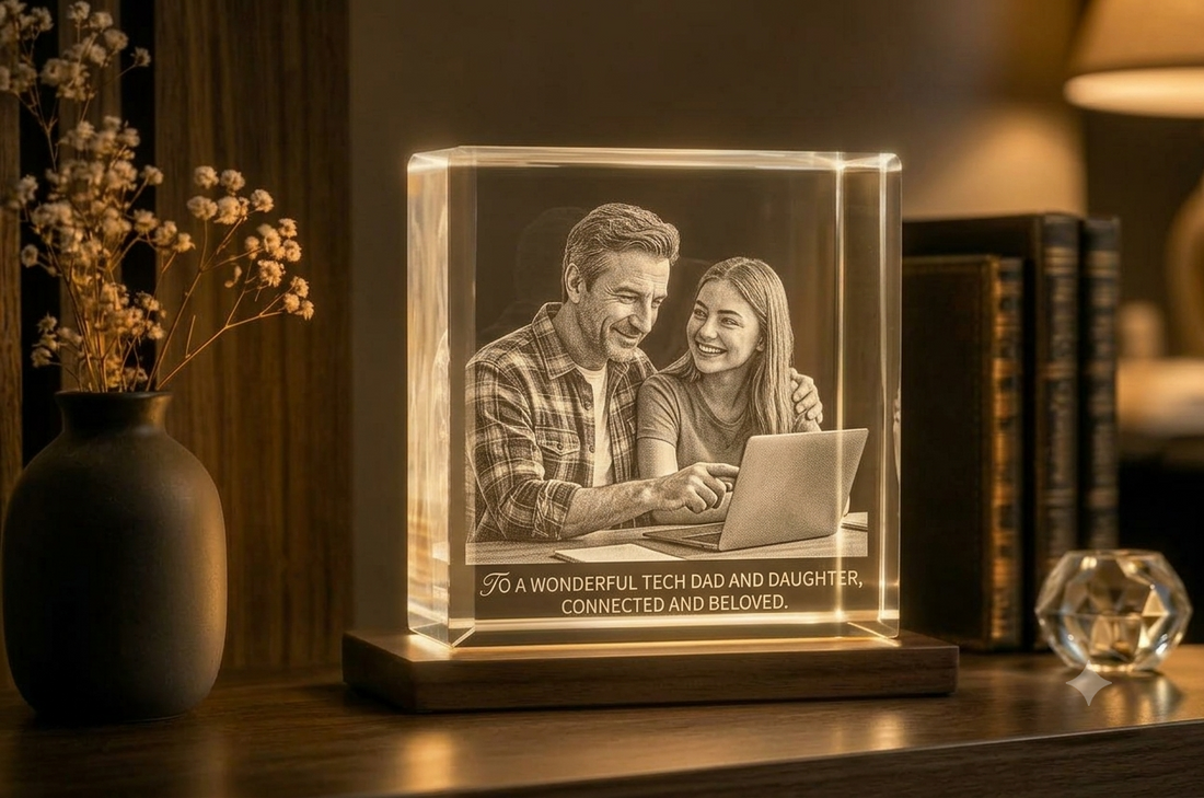 Tech-Savvy Dad Photo Crystal Gift: Smart Display Ideas