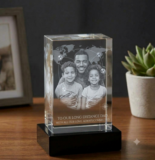 Long-Distance Dad Photo Crystal Gifts: Stay Connected