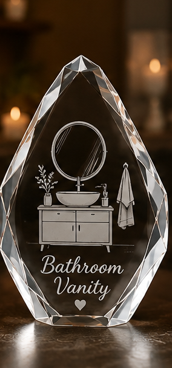 Crystal Photo Display Ideas for a Bathroom Vanity