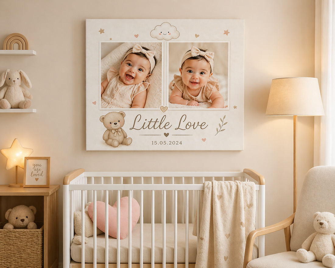 Sibling Photo Canvas for a New Baby Announcement