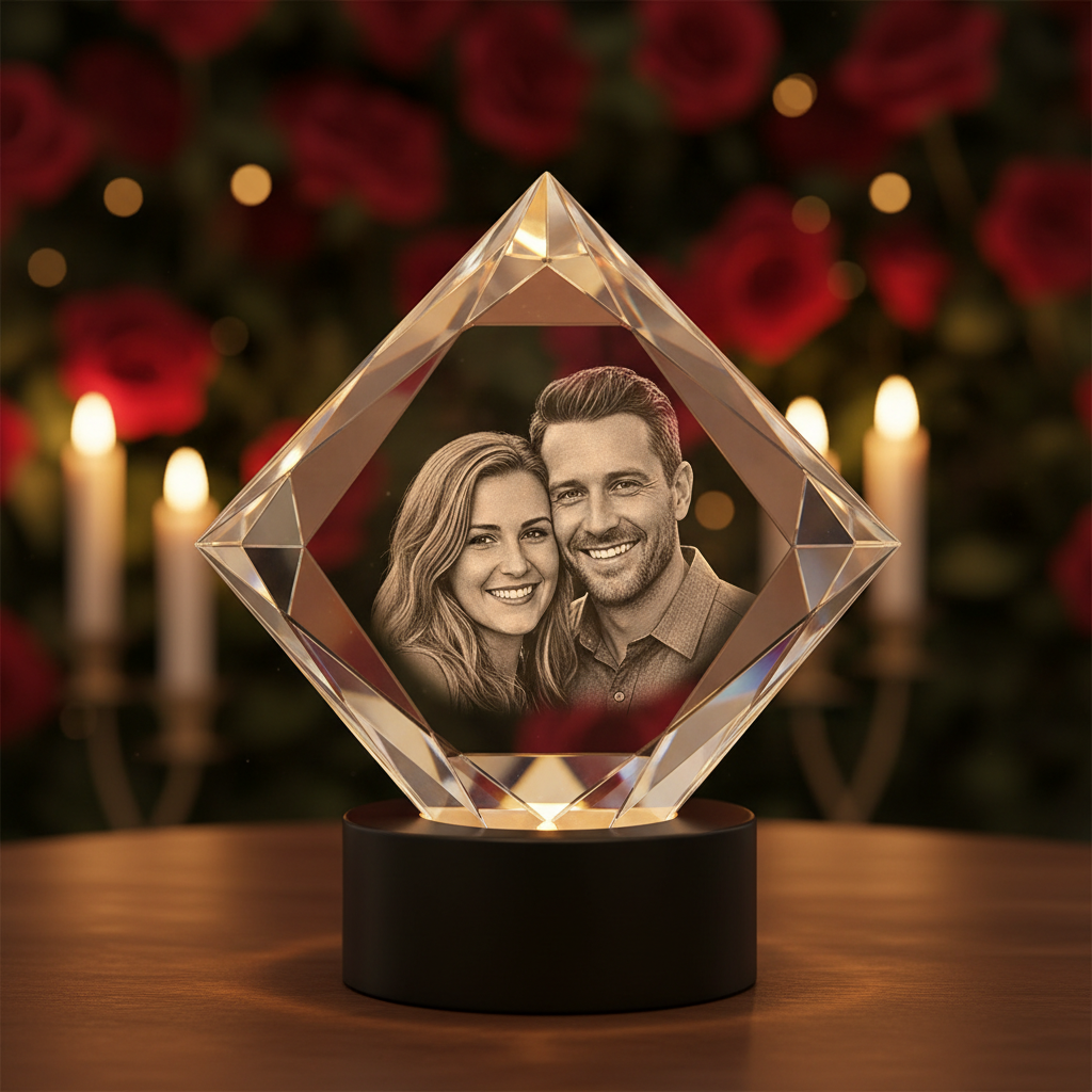 Couple's Love Story Timeline Crystal Keepsake