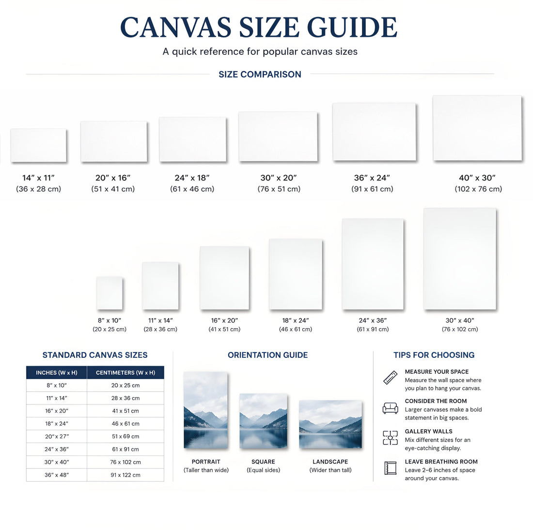 Standard Canvas Print Sizes: A Complete Size Chart