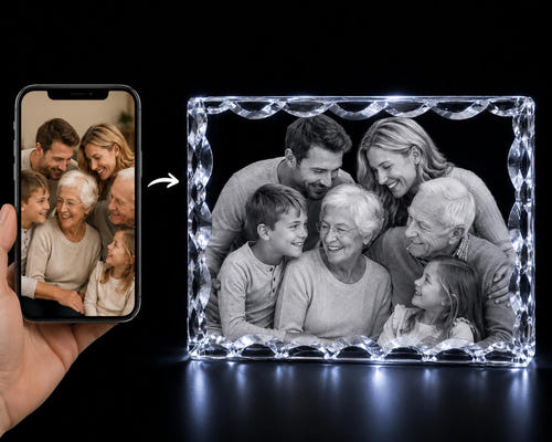 Personalized 3D Notch Crystal – Large Custom Photo Engraved Keepsake