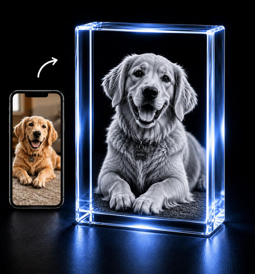 Personalized 3D Crystal Rectangle Photo – Portrait Laser Engraved Gift