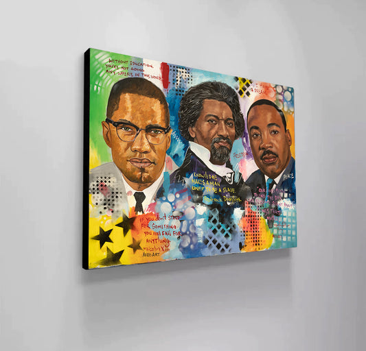 The Big 3: Malcolm X, Frederick Douglass and MLK - 2023 Modern Pop Art Canvas