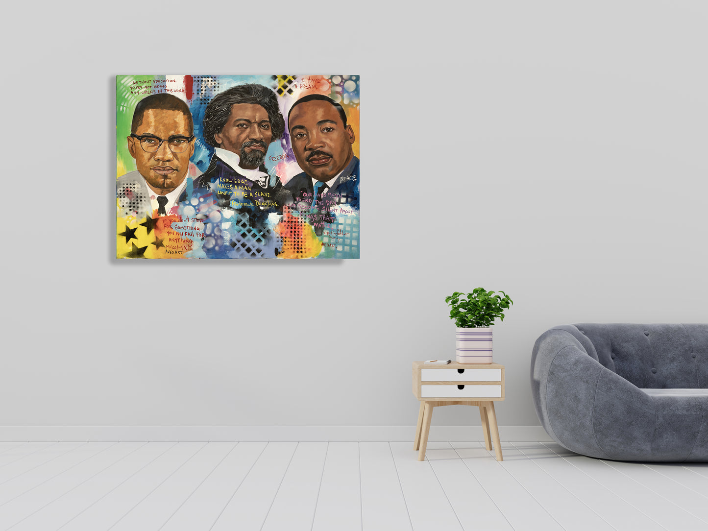 The Big 3: Malcolm X, Frederick Douglass and MLK - 2023 Modern Pop Art Canvas