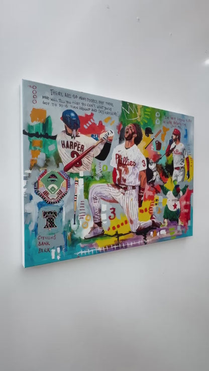 Bryce Harper Phillies Baseball Team 2024 Modern Pop Art Canvas