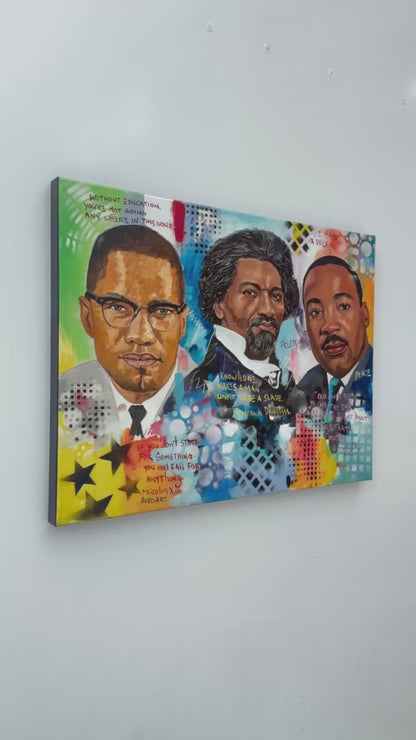 The Big 3: Malcolm X, Frederick Douglass and MLK - 2023 Modern Pop Art Canvas
