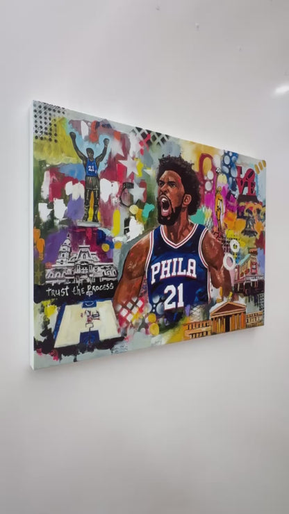Joel Embiid Philadelphia 2025 Sixers Canvas - Modern Pop Art Canvas