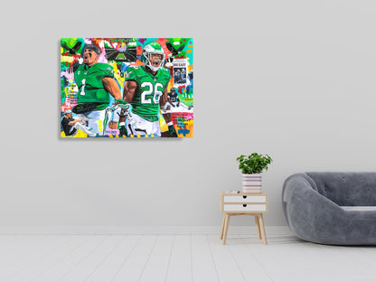 Jalen Hurts and Saquon Barkley Eagles Football -  Modern Pop Art Canvas Print