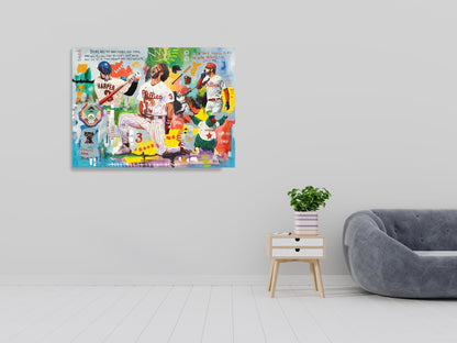 Bryce Harper Phillies Baseball Team 2024 Modern Pop Art Canvas
