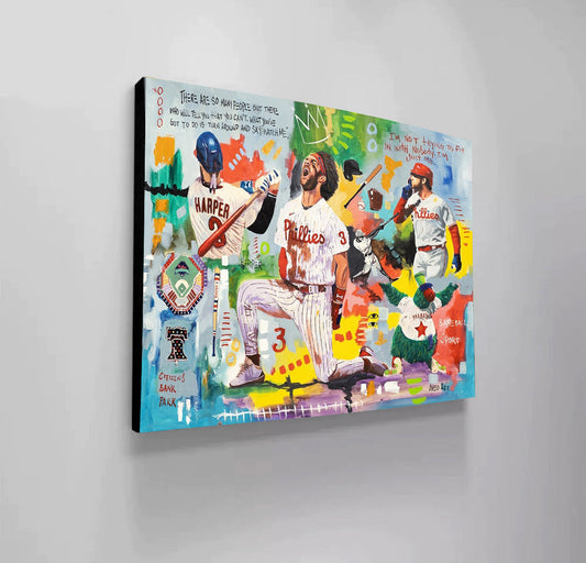 Bryce Harper Phillies Baseball Team 2024 Modern Pop Art Canvas